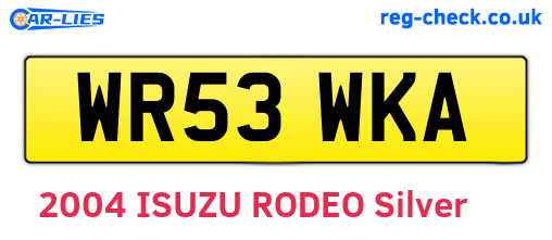WR53WKA are the vehicle registration plates.