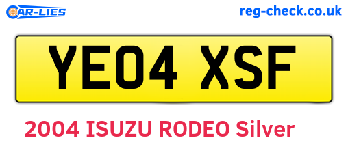 YE04XSF are the vehicle registration plates.