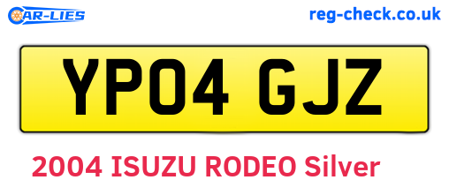 YP04GJZ are the vehicle registration plates.