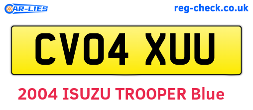 CV04XUU are the vehicle registration plates.