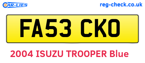 FA53CKO are the vehicle registration plates.