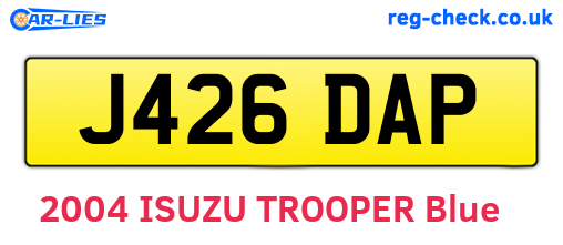 J426DAP are the vehicle registration plates.