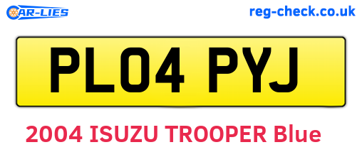 PL04PYJ are the vehicle registration plates.
