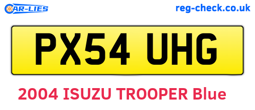 PX54UHG are the vehicle registration plates.