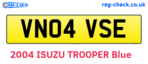 VN04VSE are the vehicle registration plates.