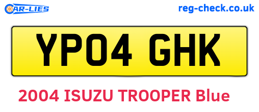 YP04GHK are the vehicle registration plates.