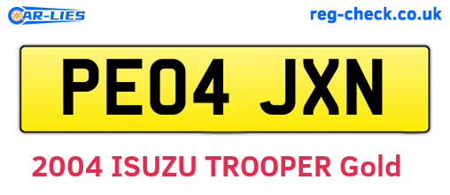 PE04JXN are the vehicle registration plates.