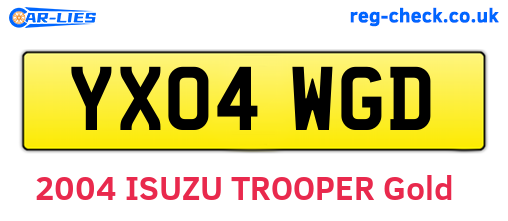 YX04WGD are the vehicle registration plates.
