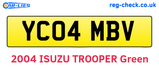 YC04MBV are the vehicle registration plates.