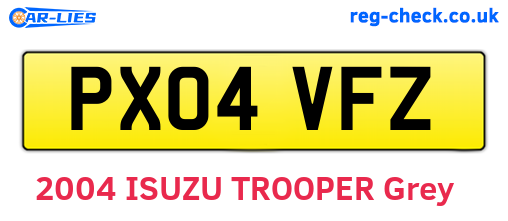 PX04VFZ are the vehicle registration plates.