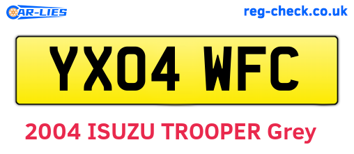 YX04WFC are the vehicle registration plates.