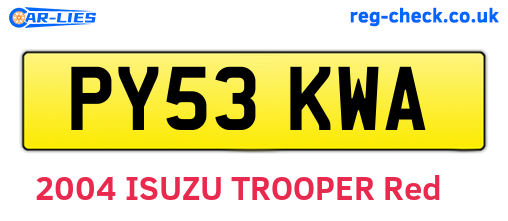 PY53KWA are the vehicle registration plates.