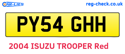PY54GHH are the vehicle registration plates.