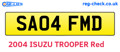 SA04FMD are the vehicle registration plates.