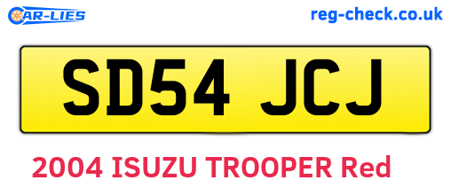 SD54JCJ are the vehicle registration plates.