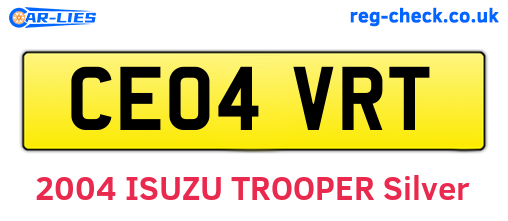 CE04VRT are the vehicle registration plates.