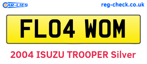 FL04WOM are the vehicle registration plates.