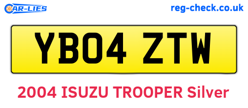 YB04ZTW are the vehicle registration plates.