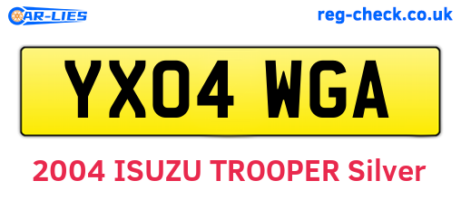 YX04WGA are the vehicle registration plates.