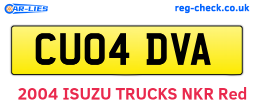 CU04DVA are the vehicle registration plates.