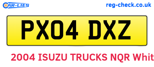 PX04DXZ are the vehicle registration plates.