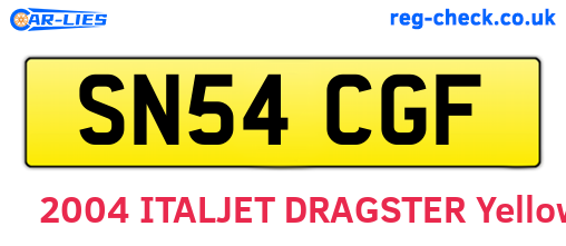 SN54CGF are the vehicle registration plates.