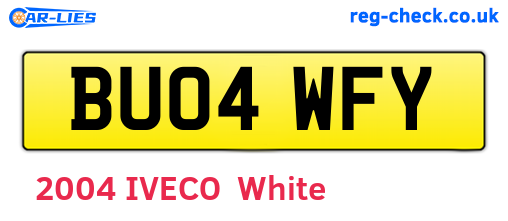 BU04WFY are the vehicle registration plates.