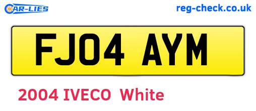 FJ04AYM are the vehicle registration plates.