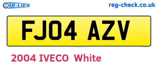FJ04AZV are the vehicle registration plates.