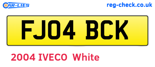 FJ04BCK are the vehicle registration plates.