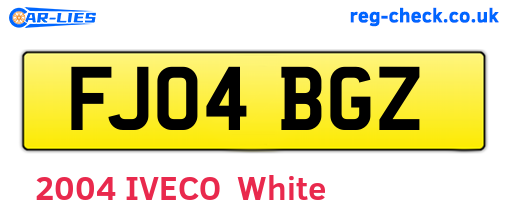 FJ04BGZ are the vehicle registration plates.