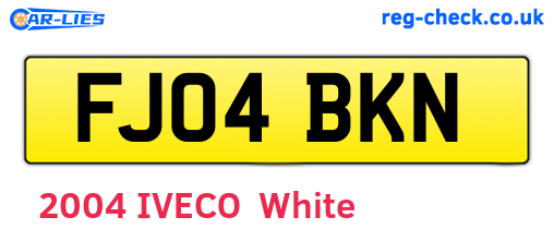 FJ04BKN are the vehicle registration plates.