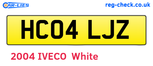 HC04LJZ are the vehicle registration plates.