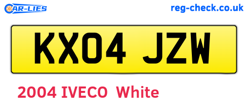 KX04JZW are the vehicle registration plates.