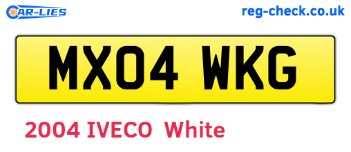 MX04WKG are the vehicle registration plates.