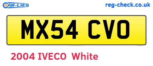 MX54CVO are the vehicle registration plates.