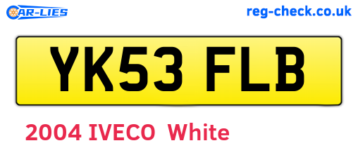 YK53FLB are the vehicle registration plates.