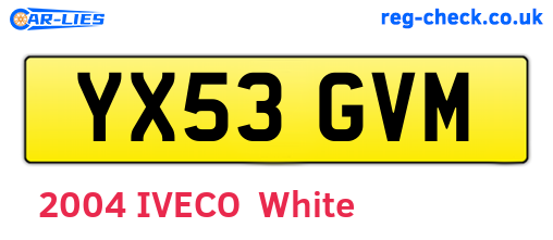 YX53GVM are the vehicle registration plates.
