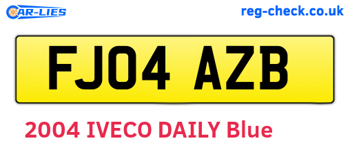 FJ04AZB are the vehicle registration plates.