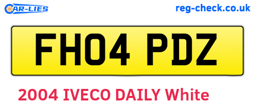 FH04PDZ are the vehicle registration plates.