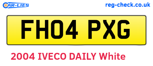 FH04PXG are the vehicle registration plates.