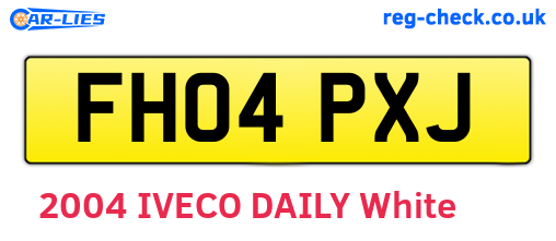 FH04PXJ are the vehicle registration plates.