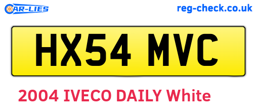 HX54MVC are the vehicle registration plates.