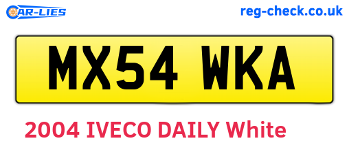 MX54WKA are the vehicle registration plates.