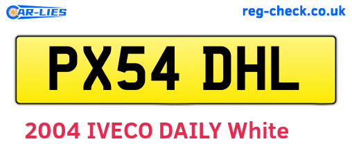 PX54DHL are the vehicle registration plates.