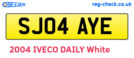 SJ04AYE are the vehicle registration plates.