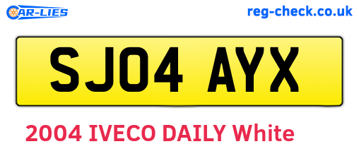 SJ04AYX are the vehicle registration plates.