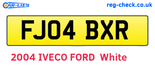 FJ04BXR are the vehicle registration plates.