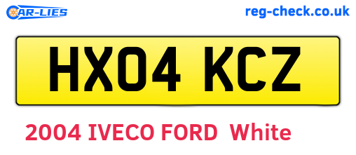 HX04KCZ are the vehicle registration plates.