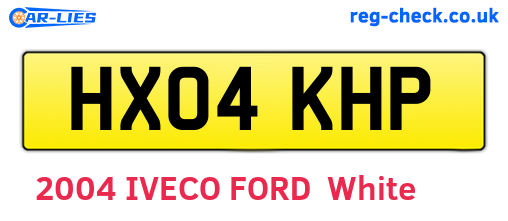 HX04KHP are the vehicle registration plates.